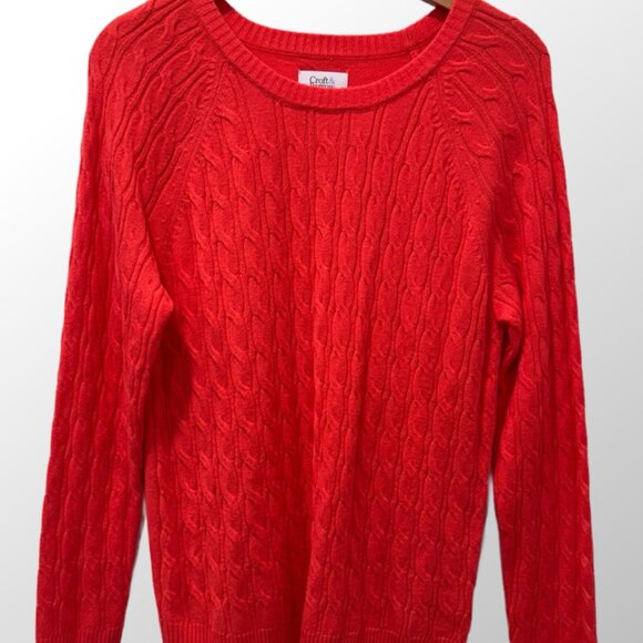Women's Croft and Barrow Placed Cable Sweater in Salmon Size M - Picture 1 of 6